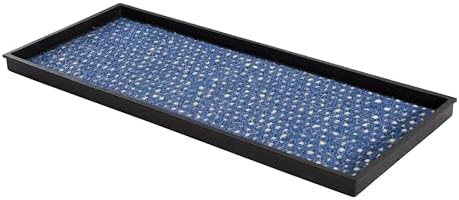 Anji Mountain Rubber Boot Tray with Coir, Fits 3 pair (34.5” wide), Blue & Ivory Insert by AnjiMountain