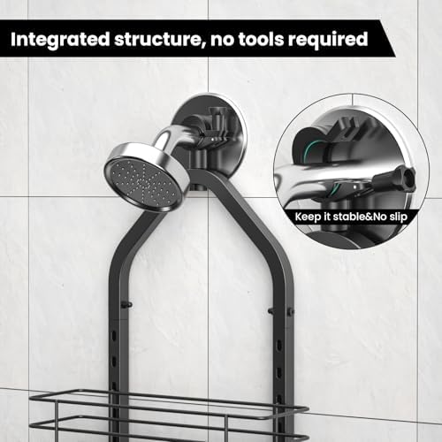 Shower Caddy Hanging (Black), Adjustable Anti-Swing-Over The Shower Head Caddy, 4 Tier Stainless Steel Bathroom Storage Organizer Bathroom Shelves Basket Rack Shower Caddies (4Tier) - Image 2