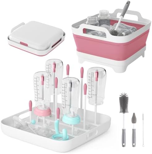 Volnamal Collapsible Wash Basin with Drying Rack & Drain Plug (Pink) by Volnamal