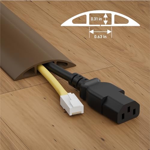 D-Line 30ft Floor Cord Cover, Floor Cable Protector, Extension Cord Cover, Protect Wires & Prevent Cable Trips, Cable Management Solution - Cord Cavity = 0.63" (W) x 0.31" (H) - Brown - Image 3
