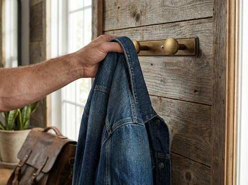 Goo-Ki Antique Brass Coat Rack Wall Mount, Heavy Duty Zinc Wall Mounted Coat Hooks with Escutcheon Backplate, Vintage Hat and Towel Hanger Rail for Entryway, Bathroom and Mudroom (3 Hooks) - Image 7