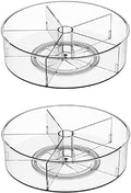 Slideep Lazy Susan Plastic Turntable Divided Spinner for Kitchen Cabinet, Pantry, Fridge, Cupboard, Counter Organizing Fully Rotating Organizer for Food, Spices, and Condiments, 11.5" Clear - 2 Pack by WelcometotheSlideep