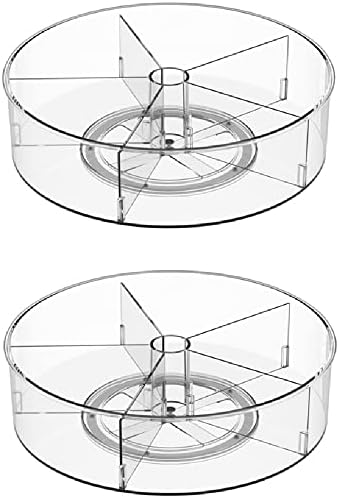 Plastic Round Lazy Susan Rotating Turntable Food Storage Container for Cabinet, Pantry, Refrigerator, Countertop, Spinning Organizer for Spices, Condiments, Baking Supplies 11.5'' 2 Packs by Benzoyl