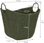 Household Essentials Natural Woven Wicker Storage Basket with Handles - Image 2