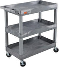 Luxor 32" x 18" Tub Storage Cart 3 Shelves – Gray by LuxorWorkspaces