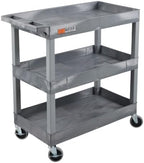 Luxor 32" x 18" Tub Storage Cart 3 Shelves – Gray by LuxorWorkspaces