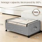 Under Bed Storage with Wheels, 2 Pack Under Bed Storage Containers, 10.6 inches Tall Underbed storage bins on Wheels, Rolling Under the Bed Metal Drawers for Clothes, Blankets, Shoes (XXXL, 90L) - Image 2