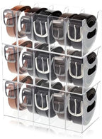 3 Pack Acrylic Belt Organizer Clear Stackable Belt Storage Holder Purse Organizer for Closet - 5 Compartments with Removable Dividers,Display Case Pantry Cabinet Organizers for Ties,Socks,Underwear by Hlimior