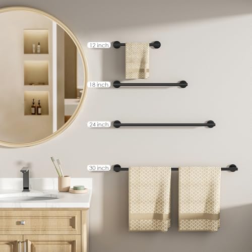 FORIOUS Towel Bar Towel Racks for Bathroom Wall 24" 2 Pack Matte Black - Image 4