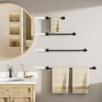 FORIOUS Towel Bar Towel Racks for Bathroom Wall 24" 2 Pack Matte Black - Image 4