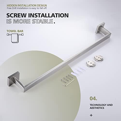KOKOSIRI 24-Inch Single Towel Bar, Bathroom Kitchen Towel Holder, Wall Mounted SUS304 Stainless Steel Towel Rack, Brushed Nickel, B4003BR-L24 - Image 6
