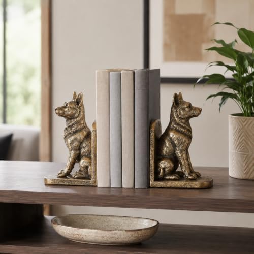 Dog Bookends Set of 2, Antique Gold Resin Dog Book Ends, Decorative Animal Bookends for Bookshelf, Office Desk, Library Shelf, Home Decor and Dog Lover Gifts (Gold) - Image 5