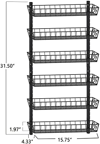 SWOMMOLY Adjustable Wall Mount Spice Rack, 6-Tier Dual-use (Multi-use) Organizer, Black - Image 6