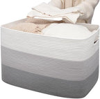 OIAHOMY 118L Extra Large Blanket Basket Cotton Rope Storage Basket Grey by MasterofSpaceOptimization