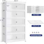 150GAL (600QT) Collapsible Plastic Storage Bins with Lid & Wheels, Extra Large Stackable Closet Organizers Storage Boxes, Folding Cabinet for Home Kitchen Office, 5Pack White - Image 2