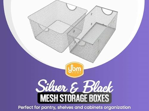 YBM HOME Kitchen Pantry Organizer Wire Basket for Shelves, Cabinets, Pantry, Countertop, Mesh Open Storage Bin Metal Basket for Organizing Food Supplies, 15x12x11.5 - Image 3
