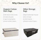 Comforter Storage Bags with Zipper - Sturdy 100% Cotton Canvas Quilt Storage Bags with Zipper - Extra Large with Handles to Conveniently Store Pillows, Blankets, Sheets, and Bedding (3 Bags) - Image 7