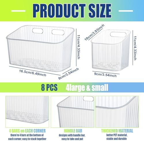 SiliFine 8 Pcs Cabinet Door Organizer Bin Wall Mount Organizer,3.54'',Clear - Image 2
