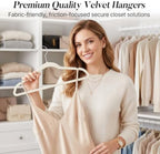 HOUSE DAY Ivory Velvet Hangers 50 Pack, Non Slip Clothes Hangers 17.25 inch - Image 2