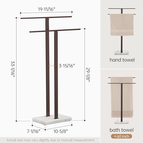 KES Bronze Standing Towel Rack with Weighted Marble Base, Towel Rack Stand - Image 5