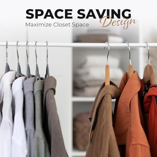 Our Modern Space 200 Pack Velvet Hanger for Shirt Pants Dresses Skirts Suits Jackets - Slim Space Saving Design - Standard Coat Hanger - Sturdy & Durable Design with Shoulder Grooves Hook - Image 5
