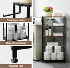 Freestanding Toilet Paper Holder with Storage Wood Shelf Adjustable Feet - Image 5