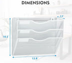 EASEPRES Magnetic 3 Pocket Mesh Hanging Wall File Organizer, Wall Mounted Mail Paper Document Folder Holder, Clipboard Storage Magazine Rack with Nametag Label for Office Home School, White - Image 3