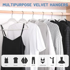 HOUSE DAY White Velvet Hangers 60 Pack, Non Slip Felt Hanger +Black Hook - Image 2