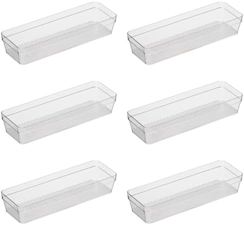 Oggi Clear Drawer Organizer - 3" X 9.5" (Set of 6) - Ideal for Organizing Kitchen Drawers, Office, Desk, Silverware, Kitchen Utensils, Cosmetics and Bathrooms by Unknown