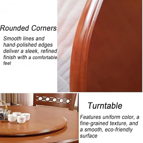 Large Lazy Susan Turntable, Wooden Round Tray Brown 31.5 in - Image 2