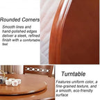 Large Lazy Susan Turntable, Wooden Round Tray Brown 31.5 in - Image 2