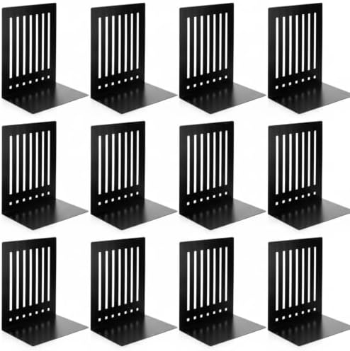 12 Pcs 10 Inch Heavy Duty Bookends Non-Skid Base, Black by Unknown