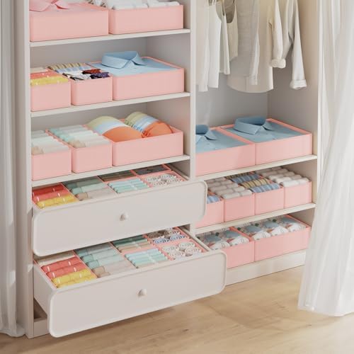 DIMJ Drawer Organizer Clothes Storage - 18 Pack Baby Dresser Organizer for Nursery, Foldable Closet Drawer Organizer Bins for Bedroom Organization, Fabric Storage Dividers for Socks, Underwears, Bras - Image 4