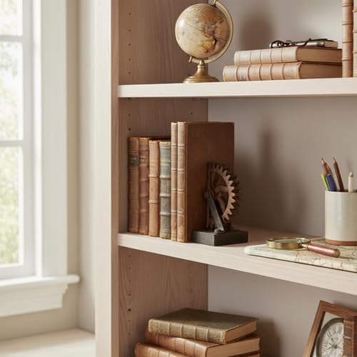Braxio Decorative Bookends Industrial Gear - Set of 2 Steampunk Heavy Duty Non-Slip Book Supports for Shelves Desktop Book Ends for Office Library Desk Vintage Home Decor 4.7 x 3.5 x 7 Inch - Image 4