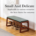 latifolia Solid Wood Bench, Entryway Shoe Bench with Cushion, 2 Tier Shoe Storage Organizer for Hallway, Living Room(Green,31.50''L) - Image 4