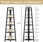BON AUGURE 5-Tier Corner Shelf, Tall Corner Bookshelf for Living Room - Image 3