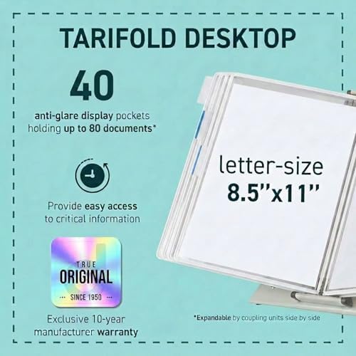 Tarifold Desktop Reference Display System, 40 Pockets, Expandable, White - Image 2