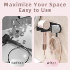 Hair Dryer Holder Wall Mounted, Hair Dryer Organizer Self Adhesive Compatible with Dyson Blow Dryer Holder Aluminum BlowDryer Holder Wall Mounted for Bathroom Black - Image 5