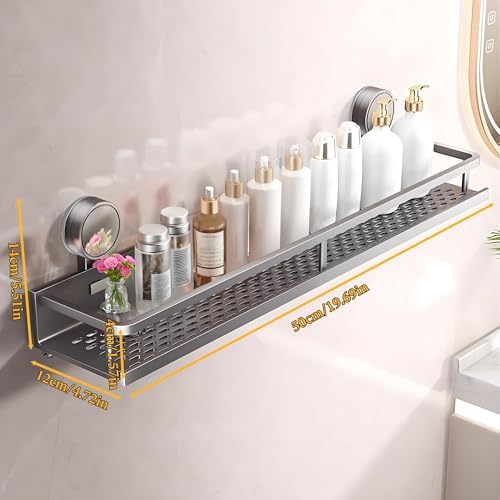 Suction Cup Shower Caddy, 1 Pack Shower Shelves for Inside Shower No Drilling,Large Capacity Removable Bathroom Shelf Storage Rack (50cm-Without Pole) - Image 2