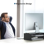 BONTEC Wooden Monitor Stand Riser for Desk, 2-Tier Computer Monitor Stand - Image 5