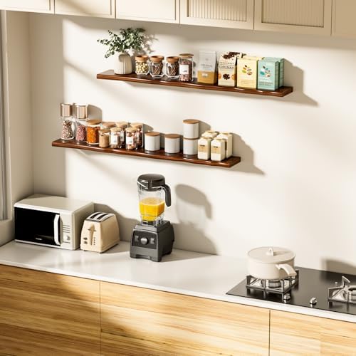 Organic Wavy Edge Floating Shelves,Hidden Brackets,1 Pack 55 in - Image 4