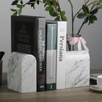 Koville Natural Italian Marble Bookends for Shelves, Book Ends for Heavy Books, 13LBS Ultra Heavy Duty Book Holders, Triumphal Arch Bookends Office Bookshelf Decor for CDs/Video Games(Bianco Carrara) - Image 3