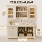 94 IN Freestanding Single Sink Bathroom Vanity Set with LED Mirror Cabinet - Image 3