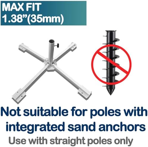 2Pack Foldable Portable Beach Umbrella Stand-Portable Patio Umbrella Base Holder,Outdoor Sunshade Anchor Size Plus Thickened,Rust Free Tempered Iron Umbrella Stand for Courtyard,Beach,Grass - Image 2