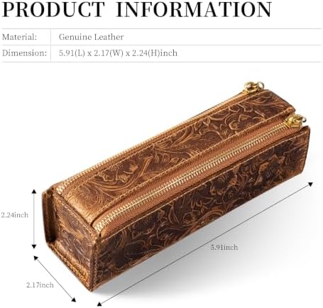 Gexmil Genuine Leather Pen Case, Hand-made Stationery Bag for Work Office - Image 3