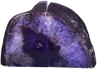 AMOYSTONE Purple Agate Bookends Durable Crystal Book Ends for Study Shelves by AMOYSTONE%C2%AE