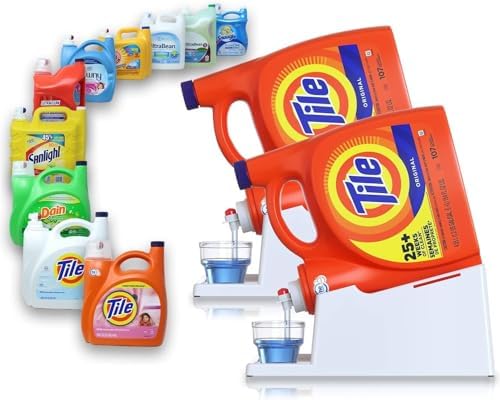 Liquid Laundry Detergent Holder Stand with Drip Tray - 2 Pack - White by Skywin