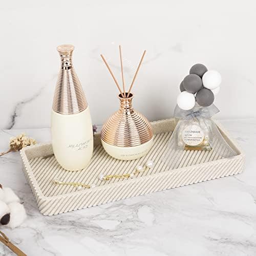 Beige Bathroom Accessories Set 4 Pcs - Toothbrush Holder,Lotion Soap Dispenser,Qtip Holder Dispenser,Vanity Tray for Countertop Vanity Organizer,Bathroom Accessory Set - Image 4