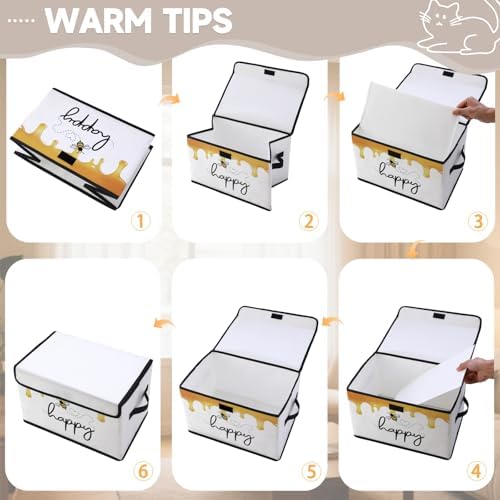 Stackable Storage Bins with Lids,Closet Organizers Fabric Box for Home and Office,Blanket Clothes Organizers,Under Bed Storage Containers 3 Pack - Image 3
