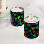 4 Pack Qtip Holder Dispenser with Lids, Marijuana Leaves Plastic Storage Containers,Bathroom Canisters Organizer for Cotton Ball, Cotton Swab, Cotton Round Pads, Floss 21215295 - Image 4